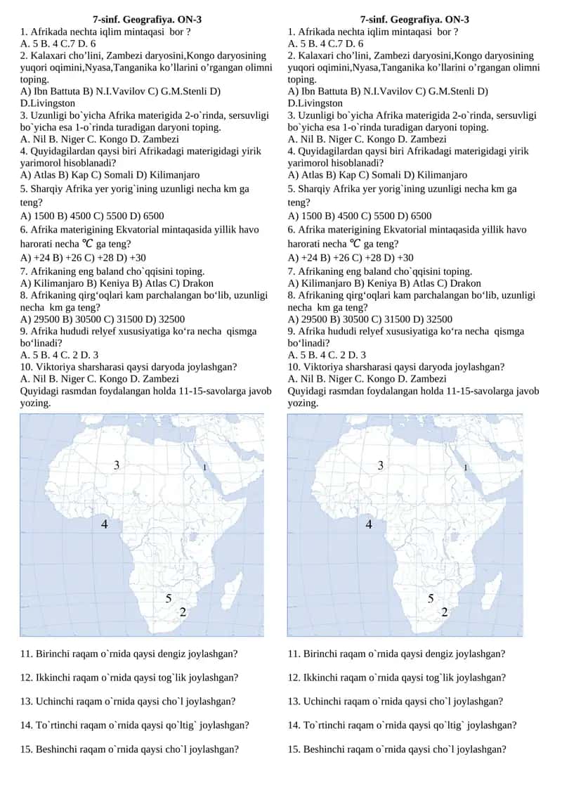 7-sinf. Geografiya. ON-3