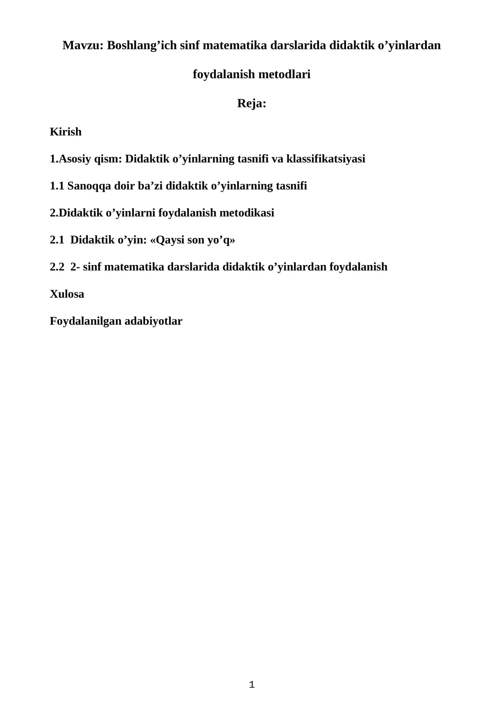 Boshlang’ich sinf matematika darslarida didaktik o’yinlardan foydalanish metodlari