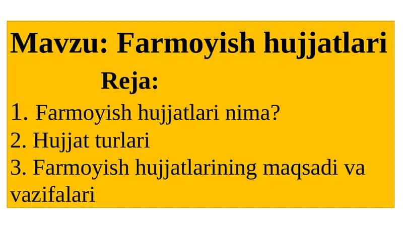 Farmoyish hujjatlari