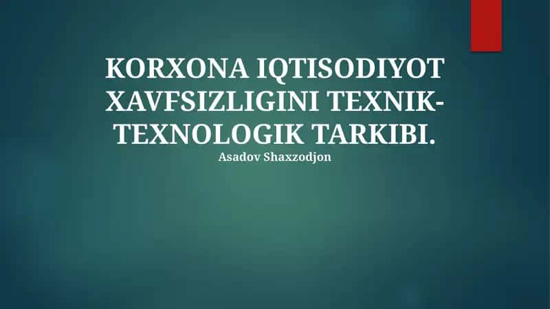 Korxona iqtisodiy xavfsizligi