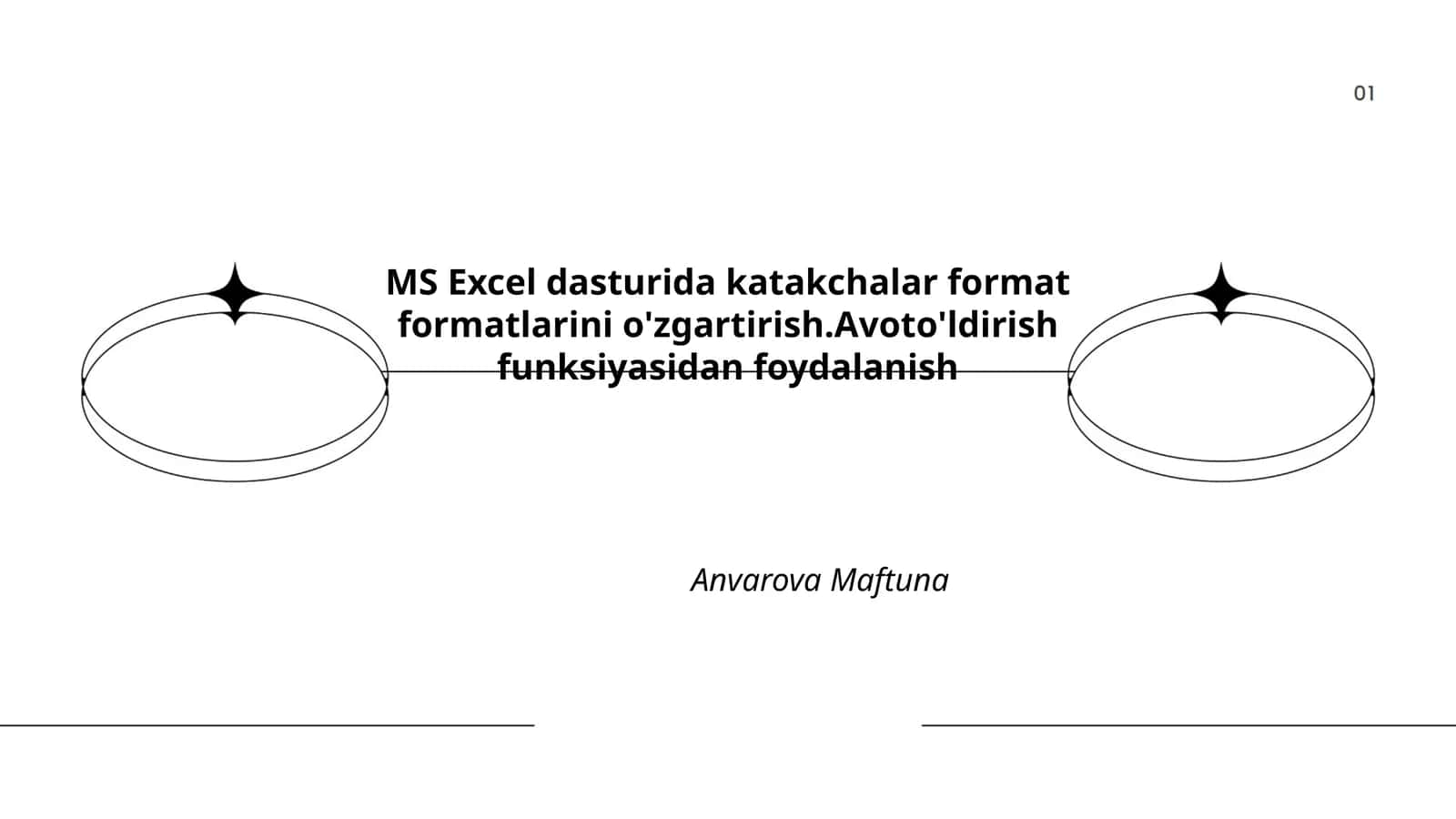 MS Excel dasturida katakchalar format formatlarini o'zgartirish.Avoto'ldirish funksiyasidan foydalanish