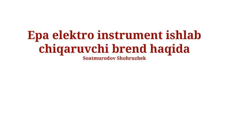 EPA elektr o'lchov asboblar