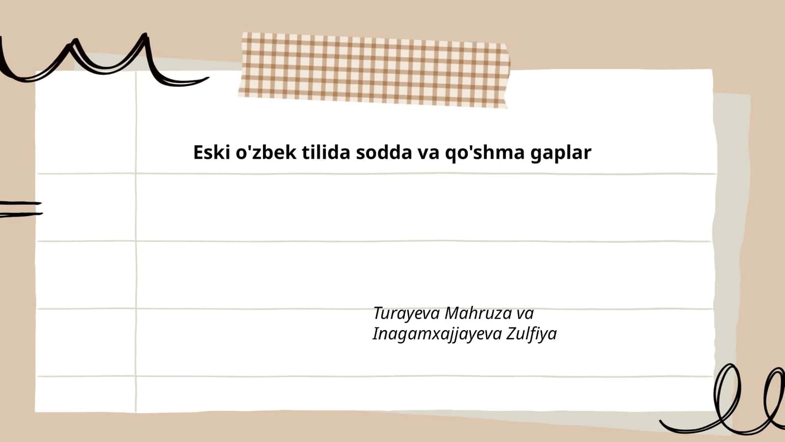 Eski o'zbek tilida sodda va qo'shma gaplar