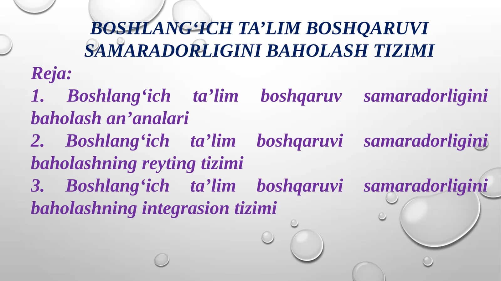Boshlang‘ICH TA’LIM BOSHQARUVI SAMARADORLIGINI BAHOLASH TIZIMI