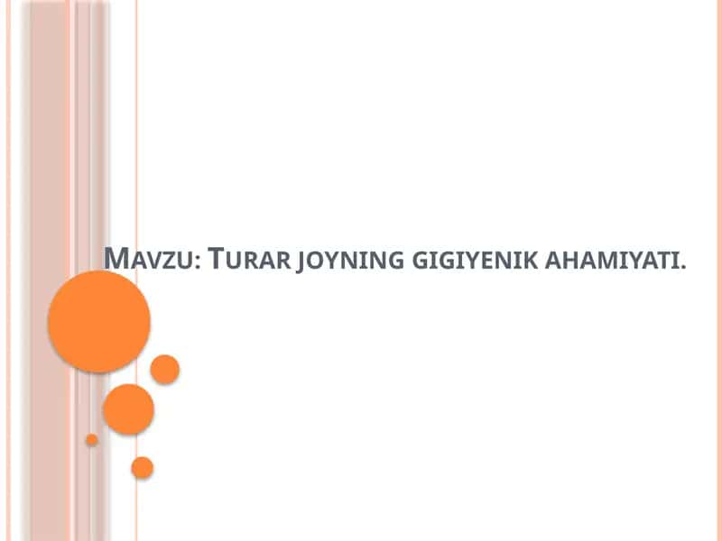 Turar joyning gigiyenik ahamiyati