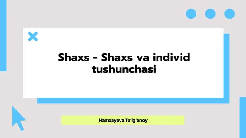 Shaxs - Shaxs va individ tushunchasi