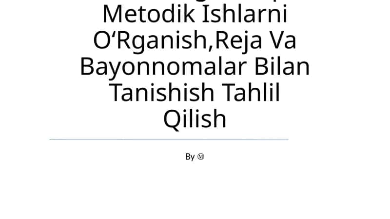 Pedagogika Kollejlarida Amalga Oshiriladigan Oquv Metodik Ishlar