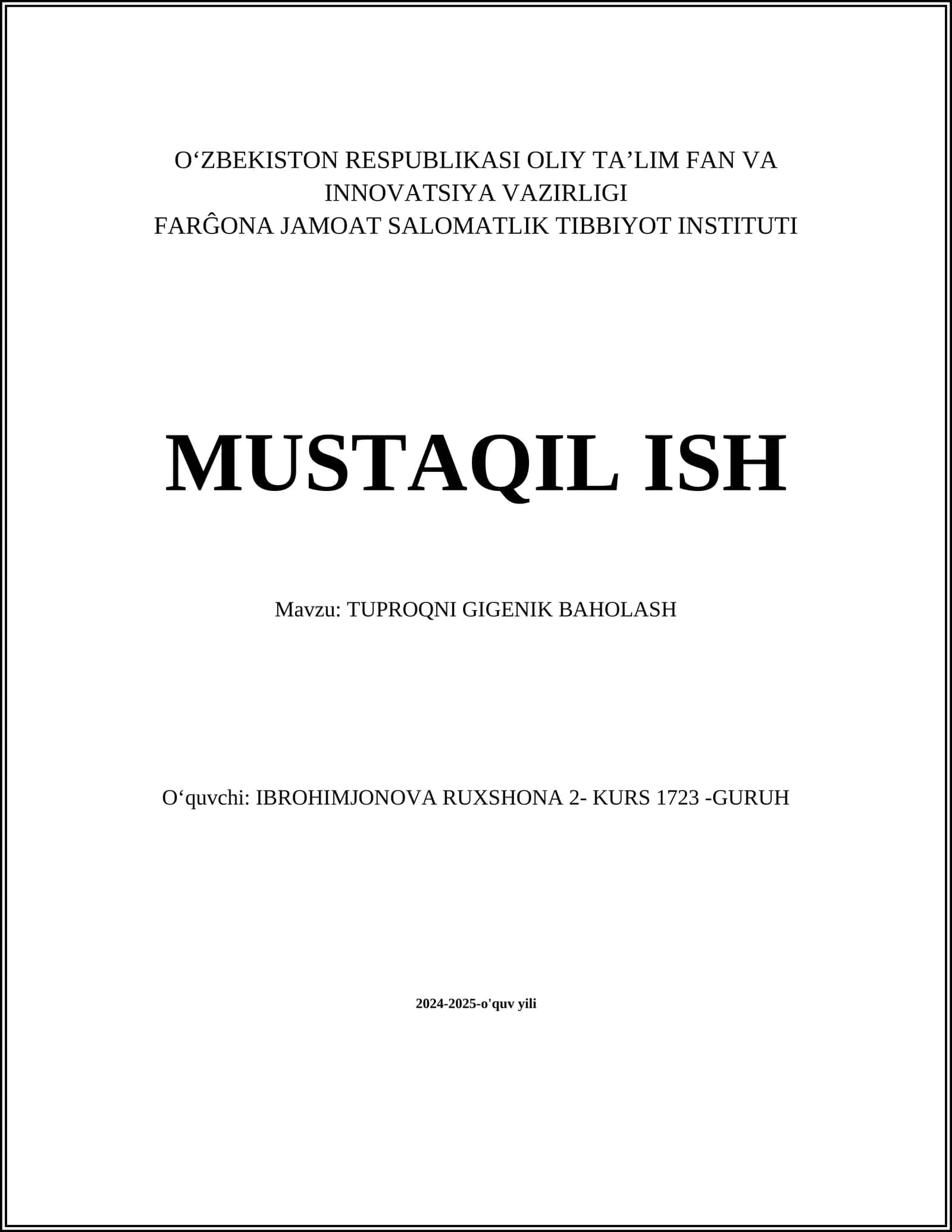 Tuproqni gigenik baholash