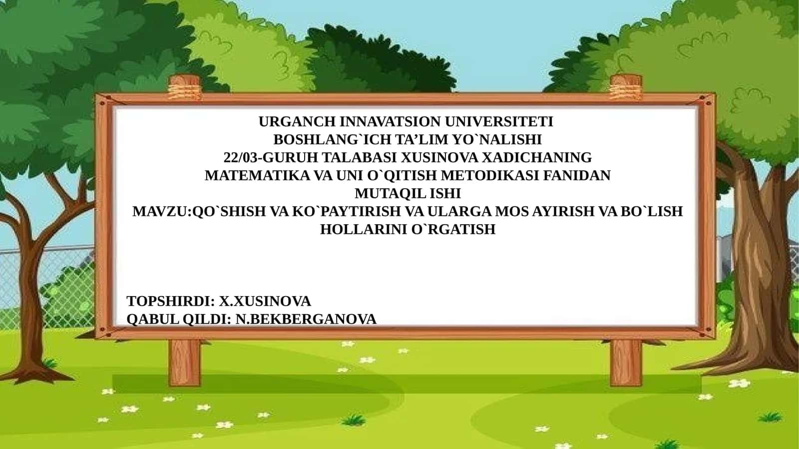 Qo'shish va Ko'paytirish va Ularga Mos Ayirish va Bo'lish O'rgatish