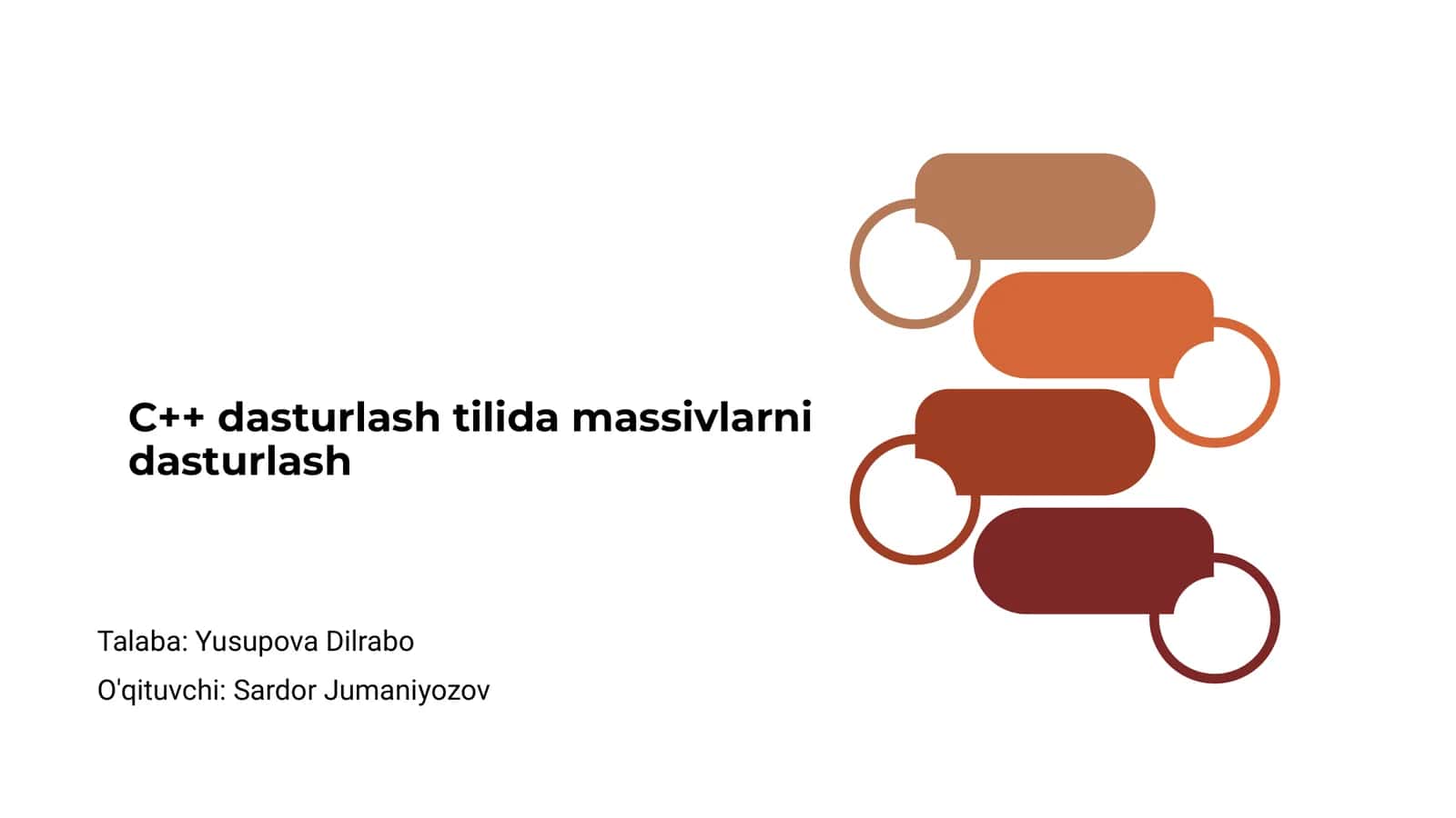 C++ dasturlash tilida massivlarni dasturlash