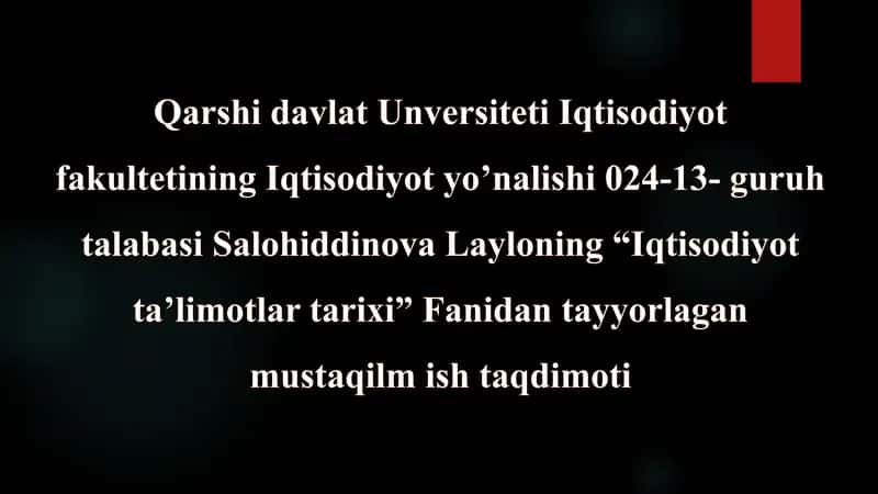 O'rta Osiyo Mutaffakirlari: Iqtisodiy G'oyalar