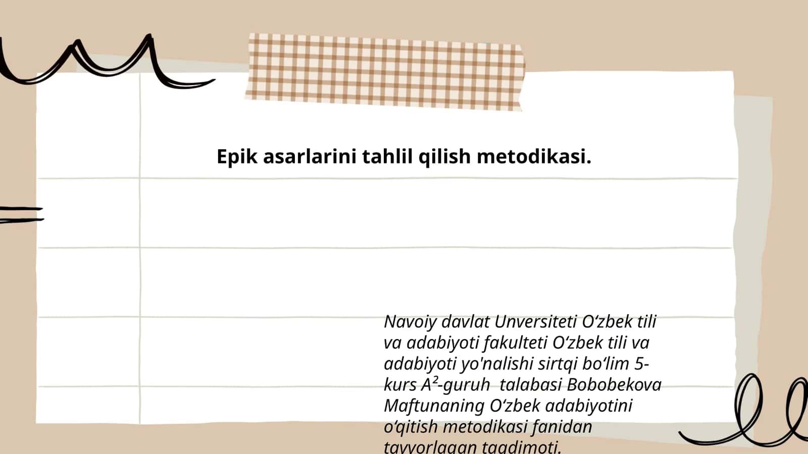O‘zbek adabiyotini o‘qitish metodikasi