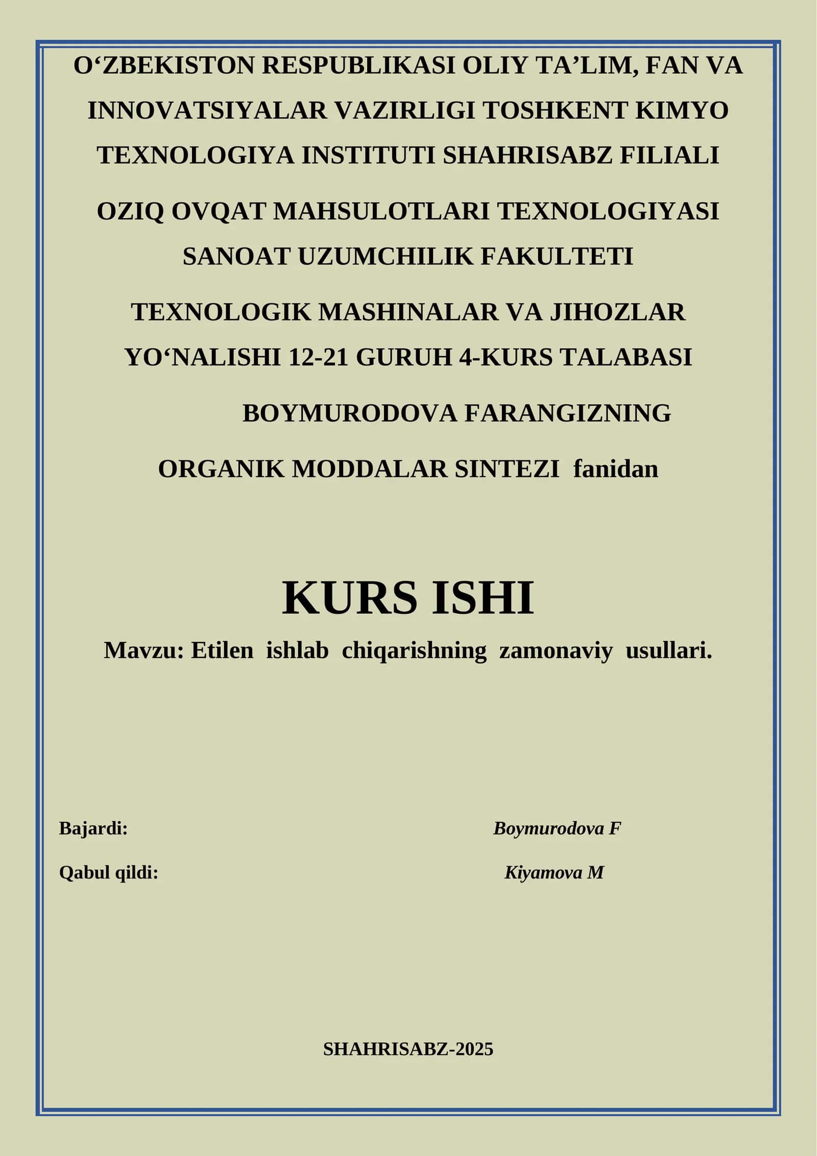 Etilen ishlab chiqarishning zamonaviy usullari