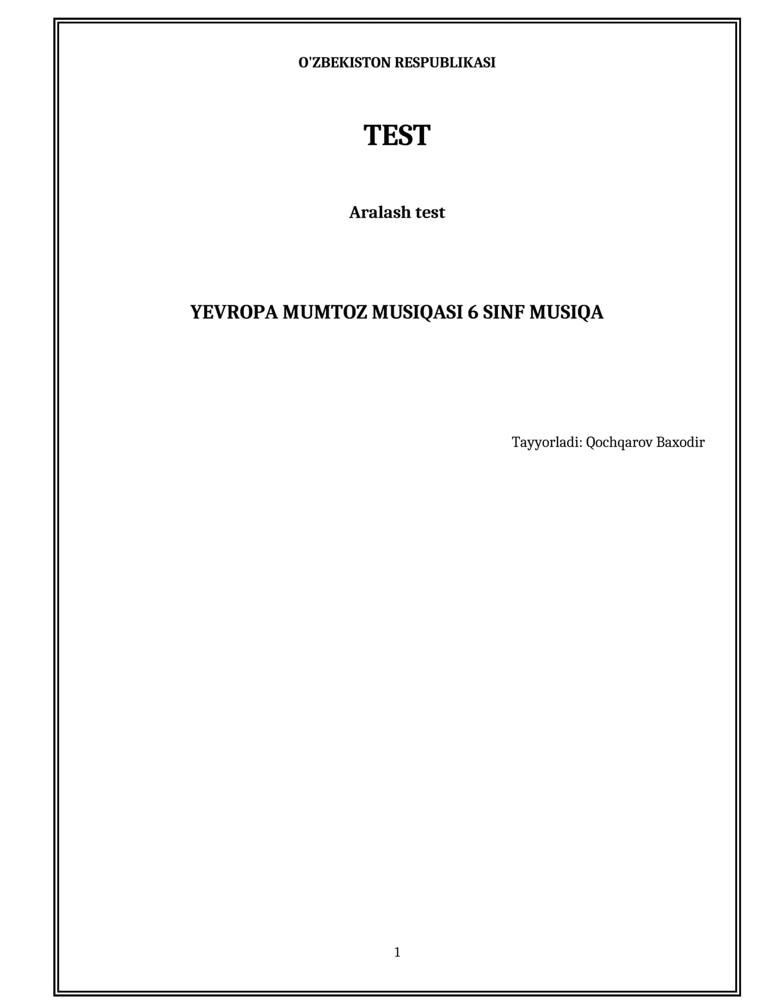 Yevropa mumtoz musiqasi 6 sinf musiqa