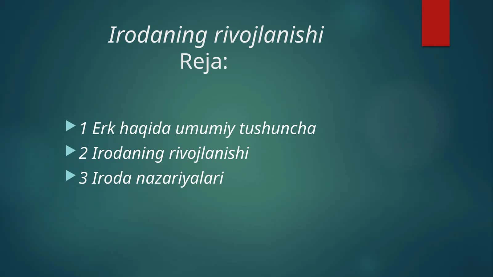 Irodaning rivojlanishi