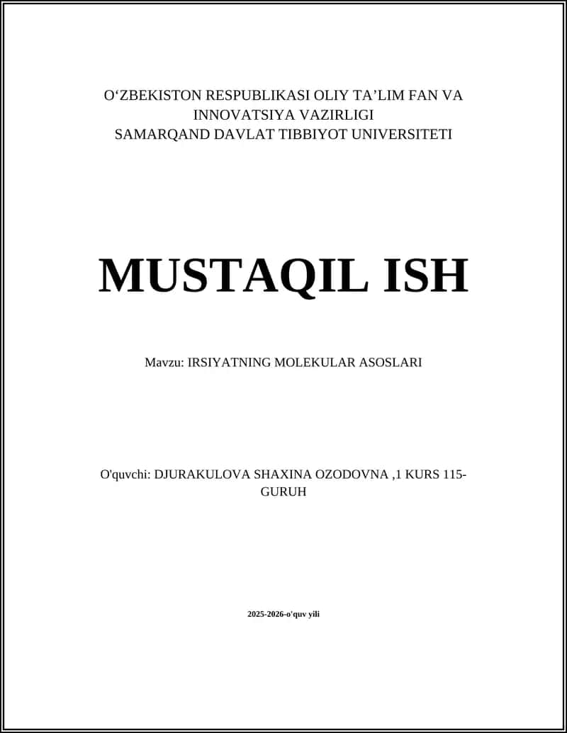 IRSIYATNING MOLEKULAR ASOSLARI