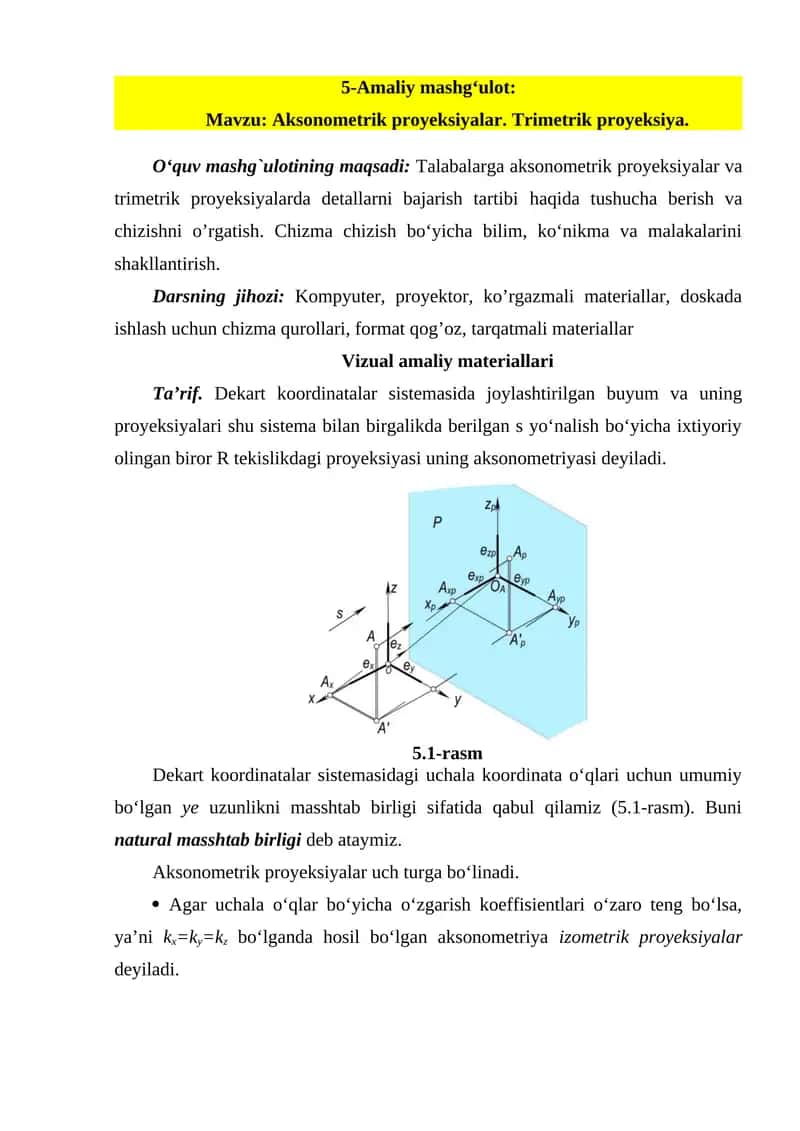 Aksonometrik proyeksiyalar