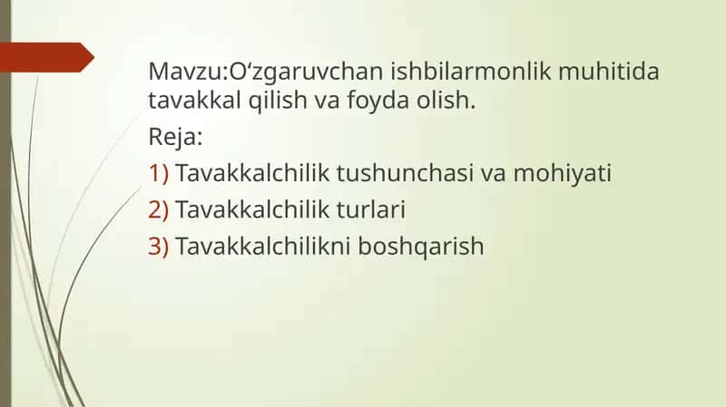 O'zgaruvchan ishbilarmonlik muhitida tavakkal qilish va foyda olish