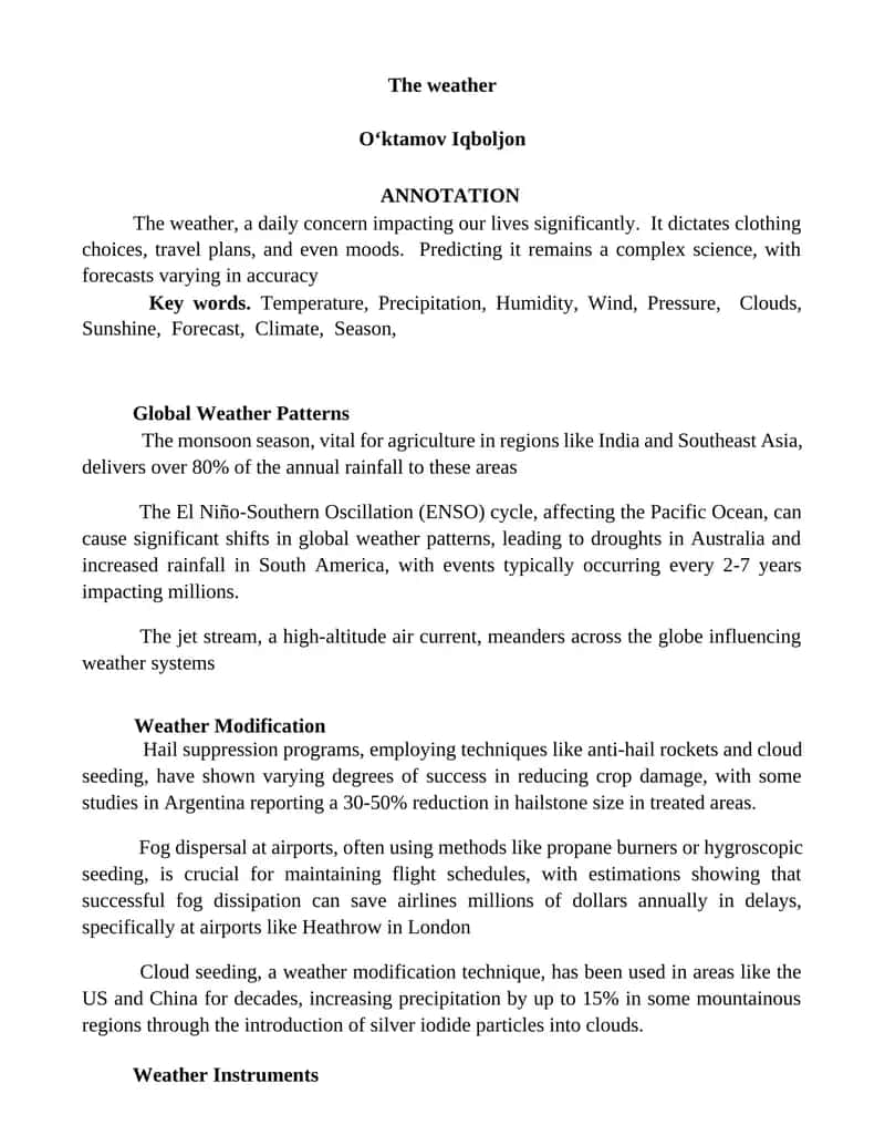 Global Weather Patterns