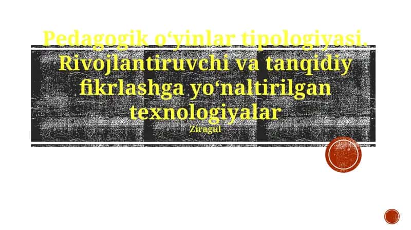 Pedagogik o'yinlar tipologiyasi