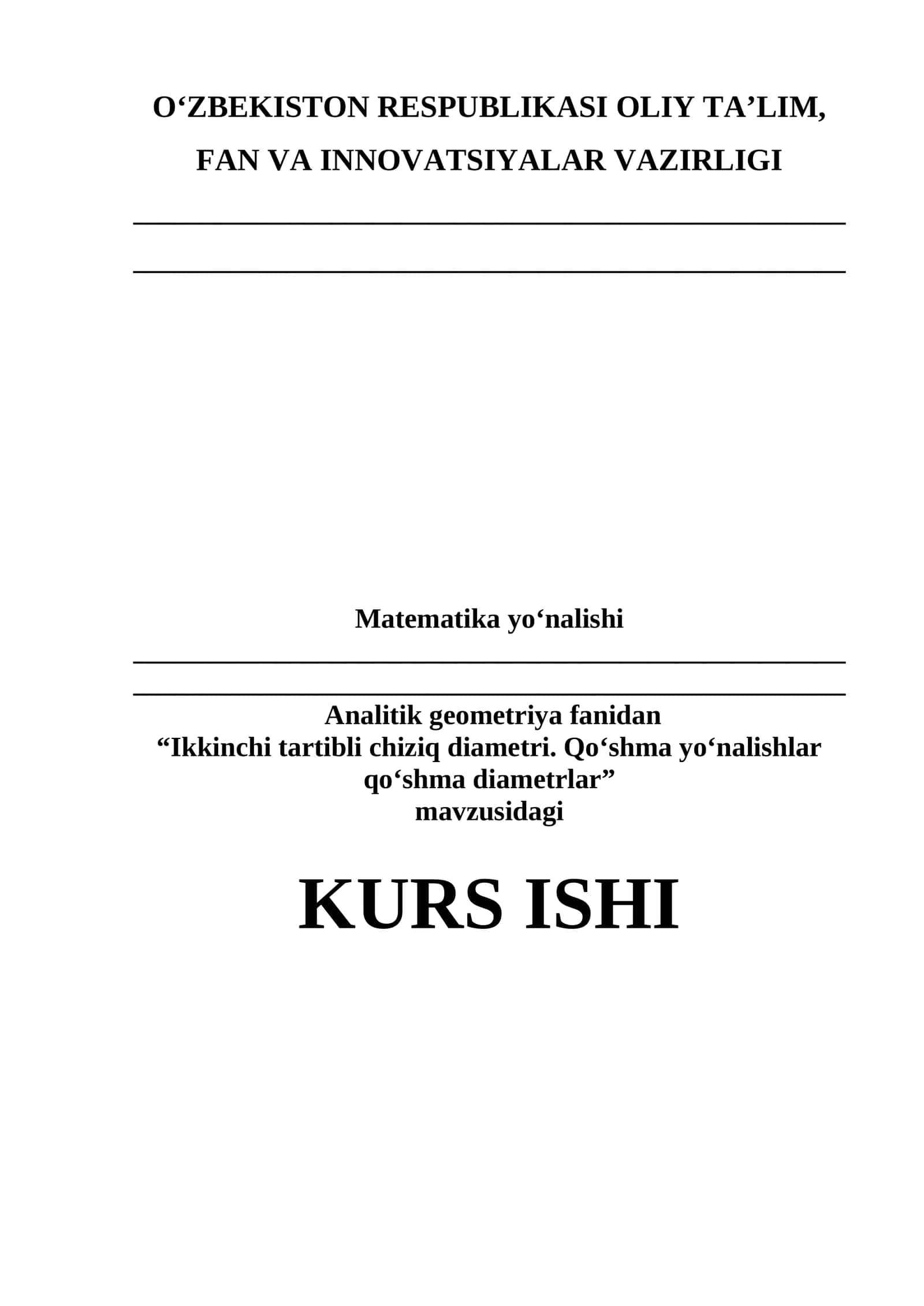 Ikkinchi tartibli chiziq diametri. Qo‘shma yo‘nalishlar qo‘shma diametrlar