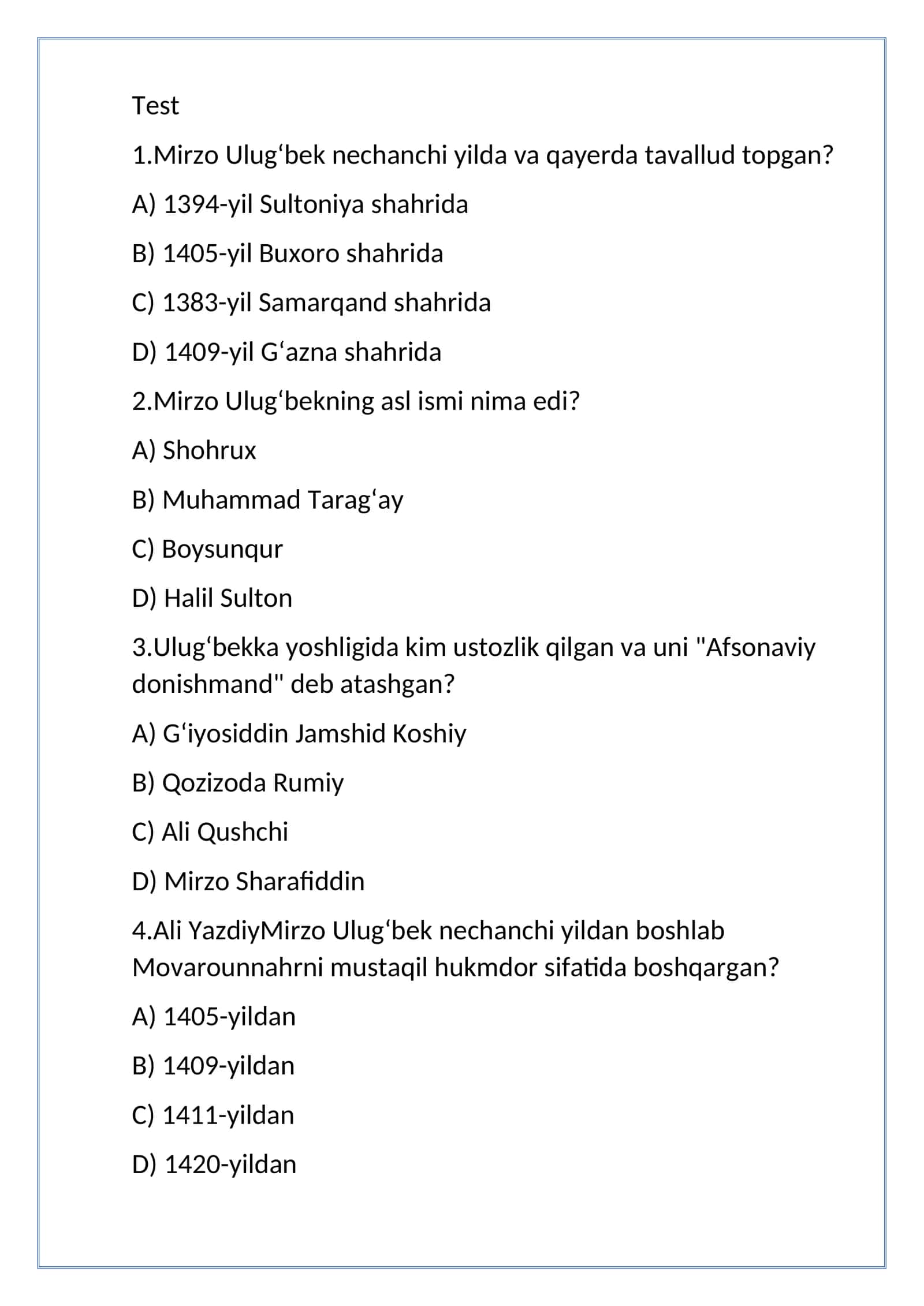 Mirzo Ulug'bek