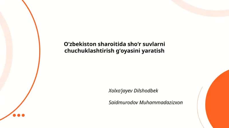 Oʻzbekiston sharoitida shoʻr suvlarni chuchuklashtirish