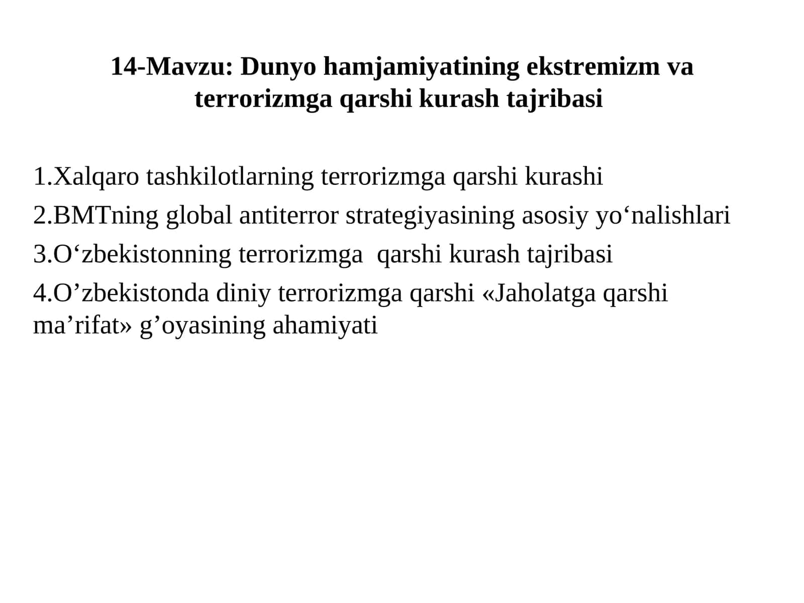 Ekstremizm va terrorizmga qarshi kurash