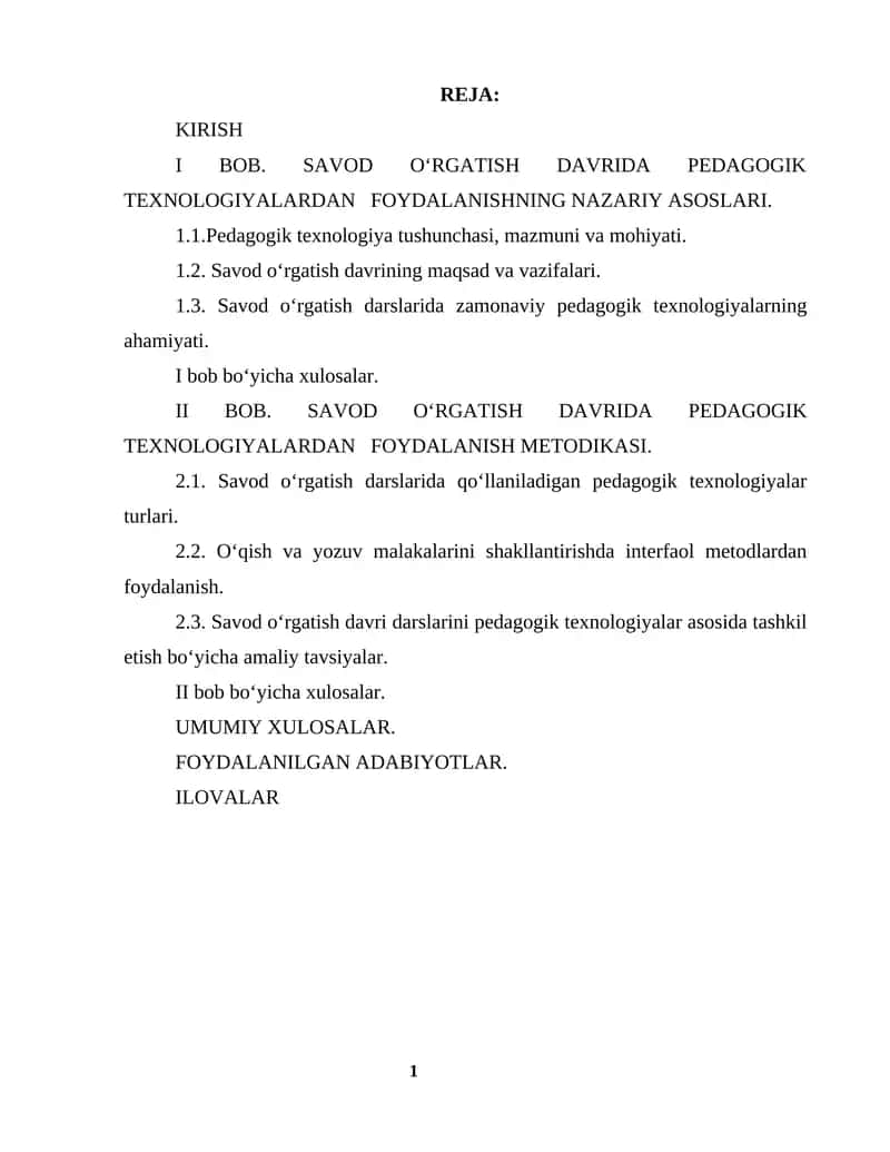 SAVOD O‘RGATISH DAVRIDA PEDAGOGIK TEXNOLOGIYALARDAN FOYDALANISH
