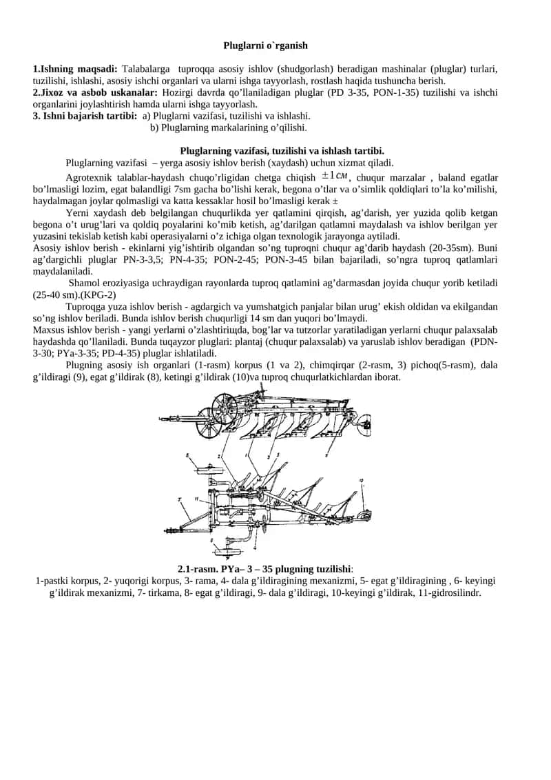 Pluglarni o`rganish