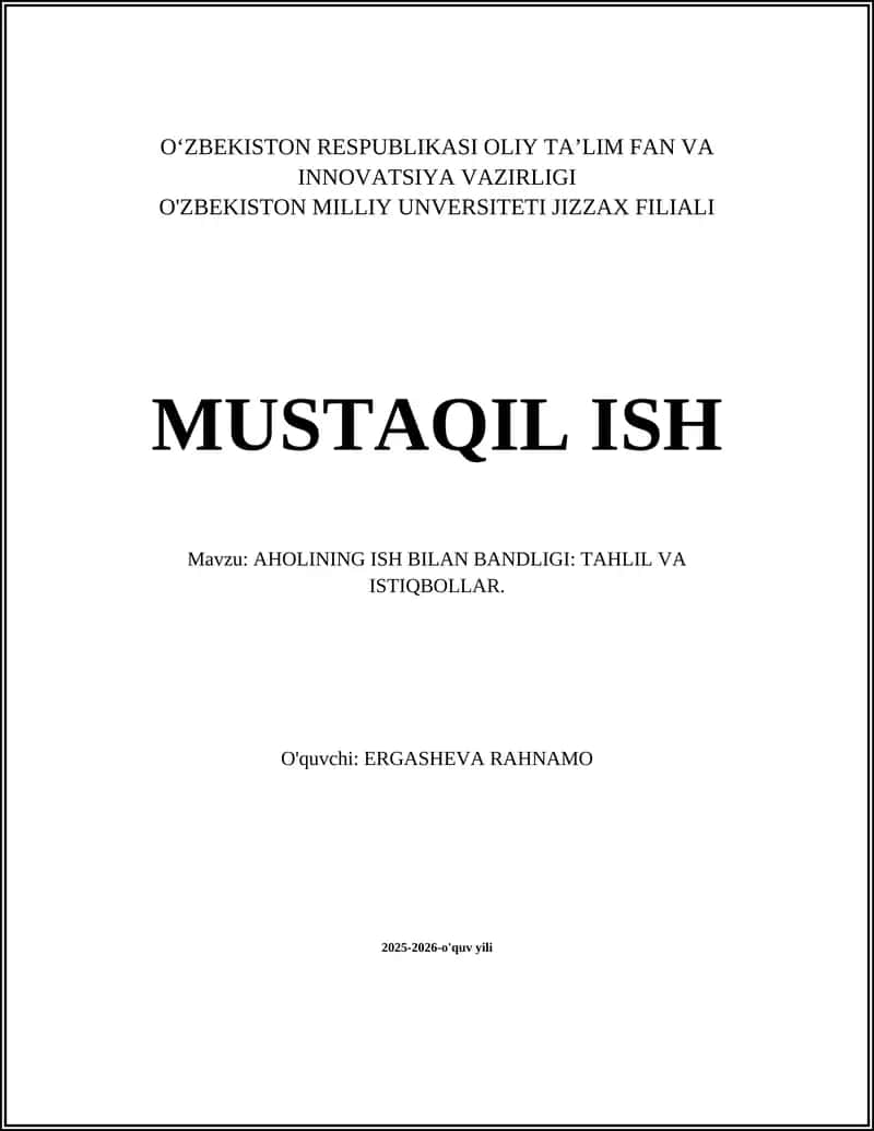 AHOLINING ISH BILAN BANDLIGI: TAHLIL VA ISTIQBOLLAR