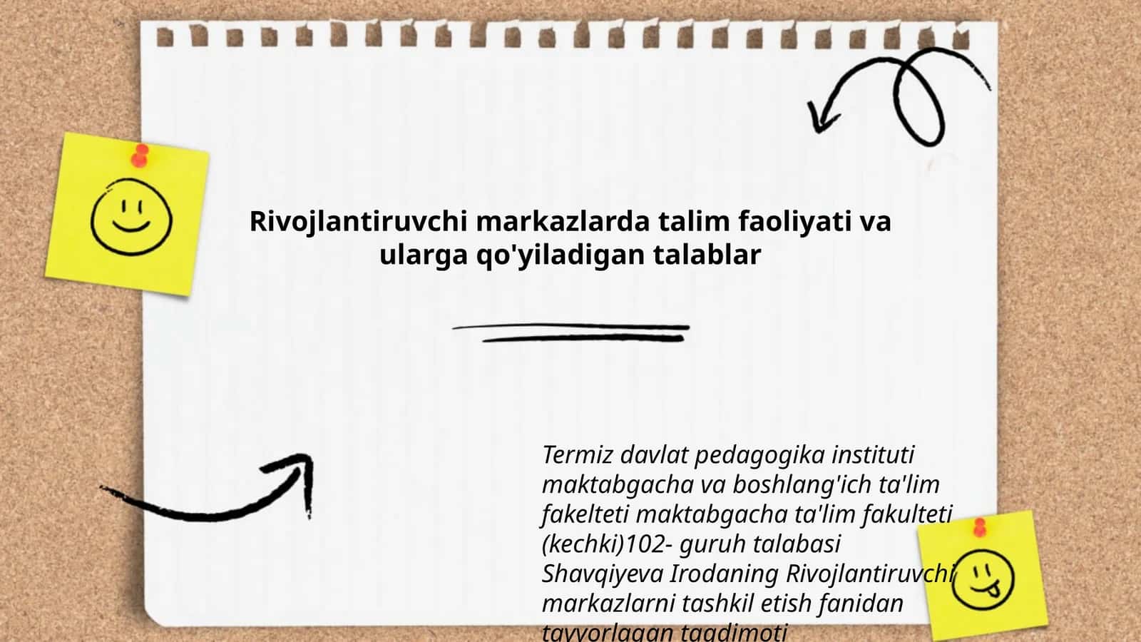 Rivojlantiruvchi markazlarda talim faoliyati va ularga qo'yiladigan talablar
