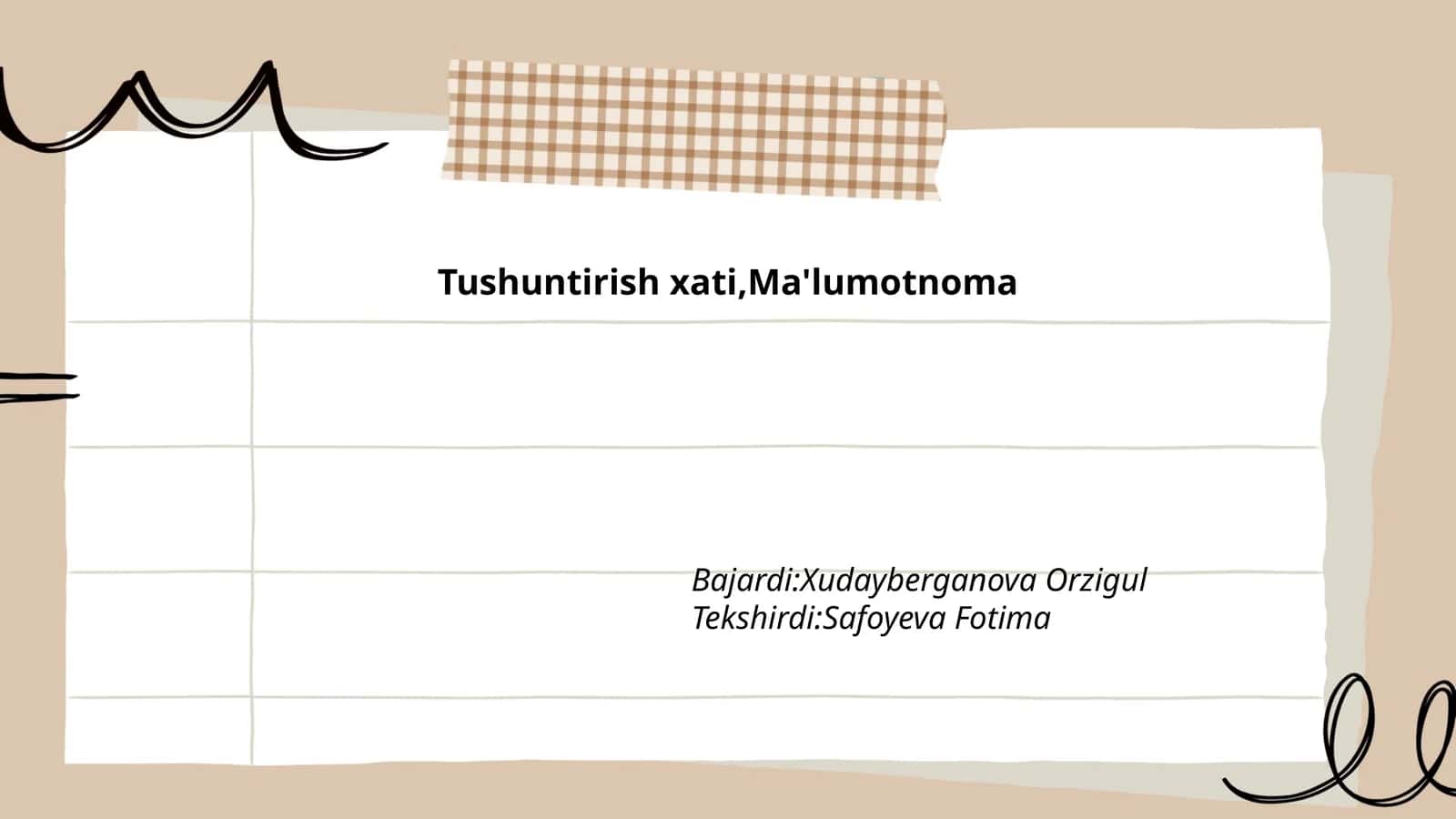 Tushuntirish xati,Ma'lumotnoma