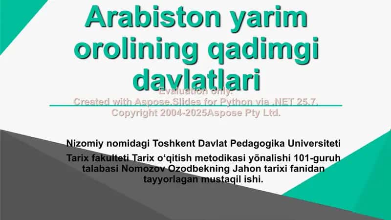 Arabiston yarim orolining qadimgi davlatlari