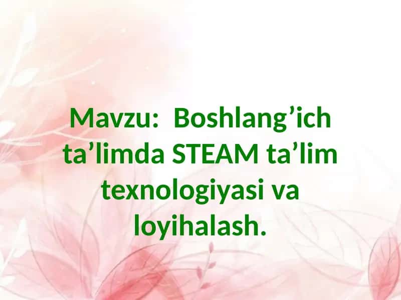 Boshlang’ich ta’limda STEAM ta’lim texnologiyasi