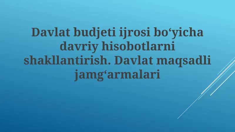 Davlat byudjeti bajarilishining davriy hisobotlarini shakllantirish