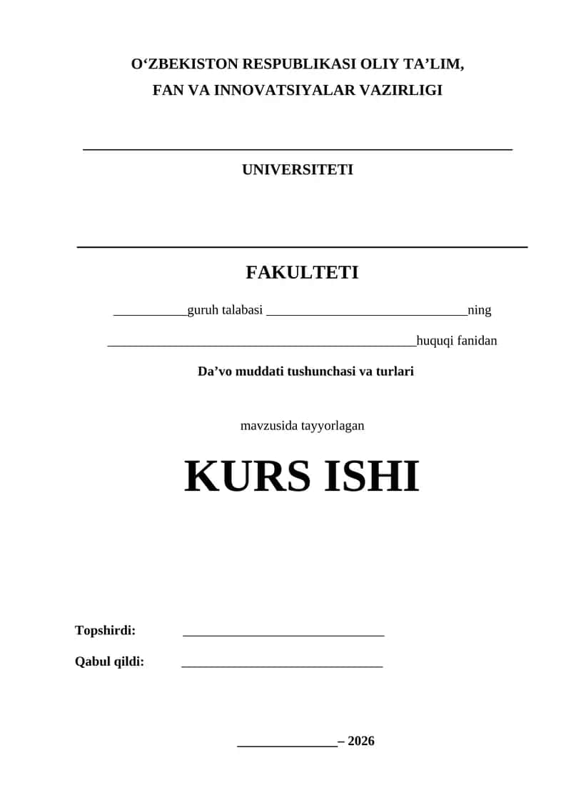 Da’vo muddati tushunchasi va ahamiyati Kurs ishi