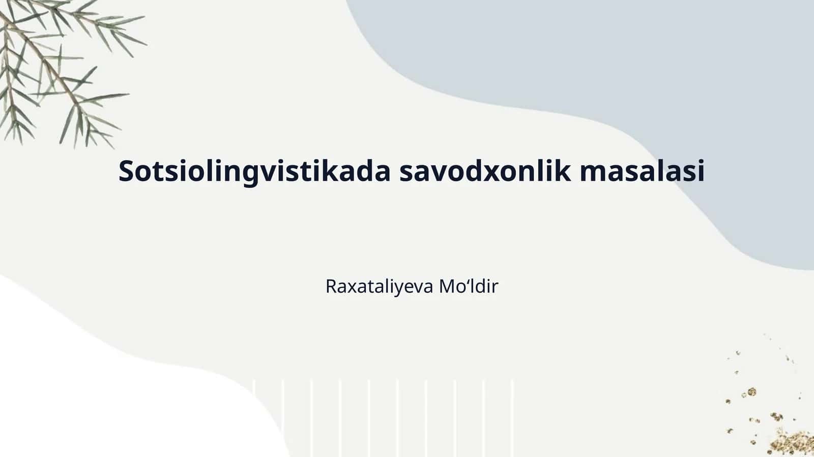 Sotsiolingvistikada savodxonlik masalasi