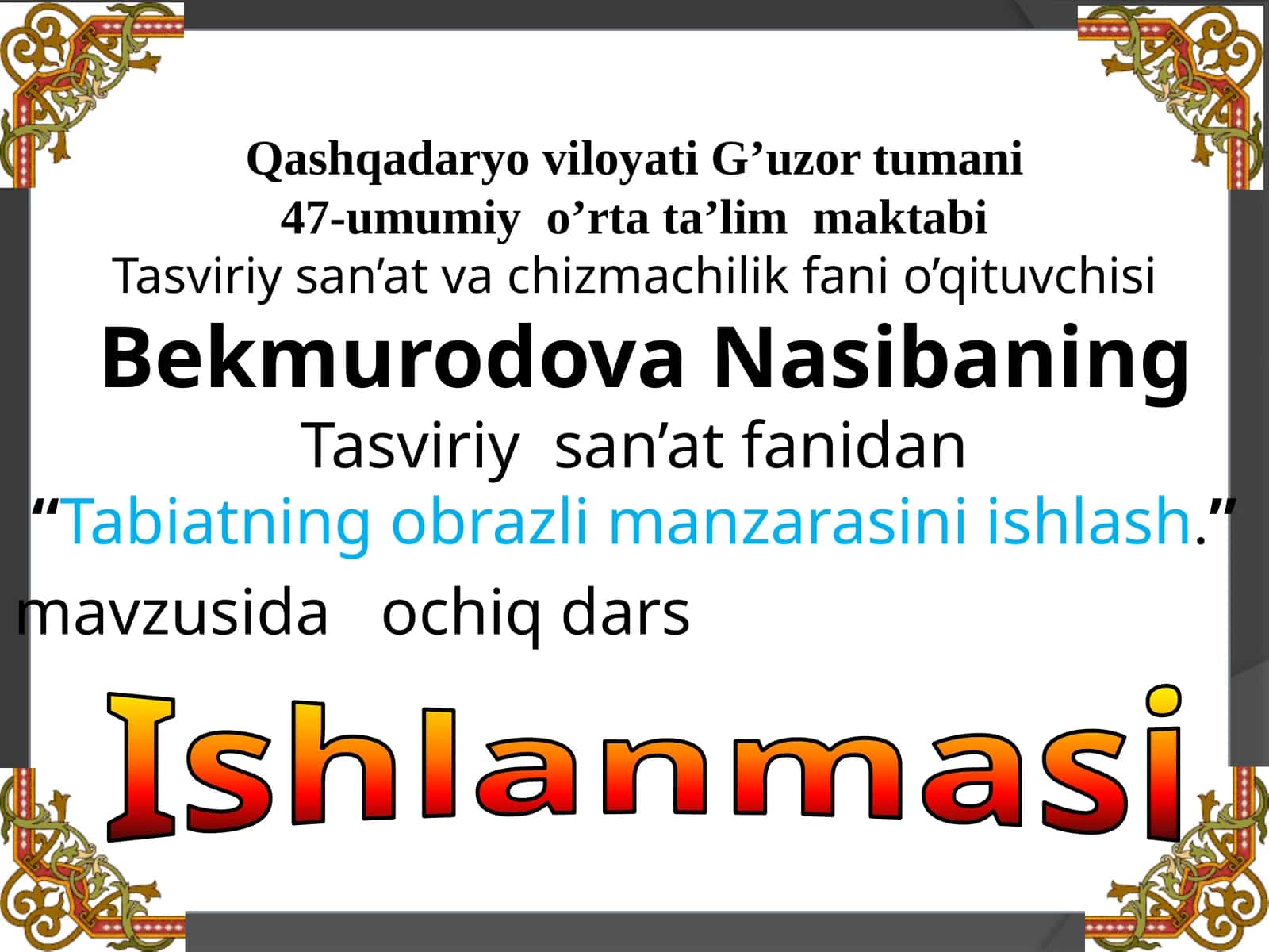 5-sinf Tasviriy san'at Tabiatning obrazli manzarasini tasvirlash