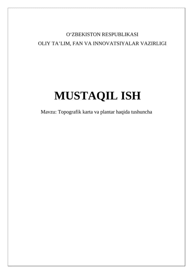 Topografik karta va plantar haqida tushuncha