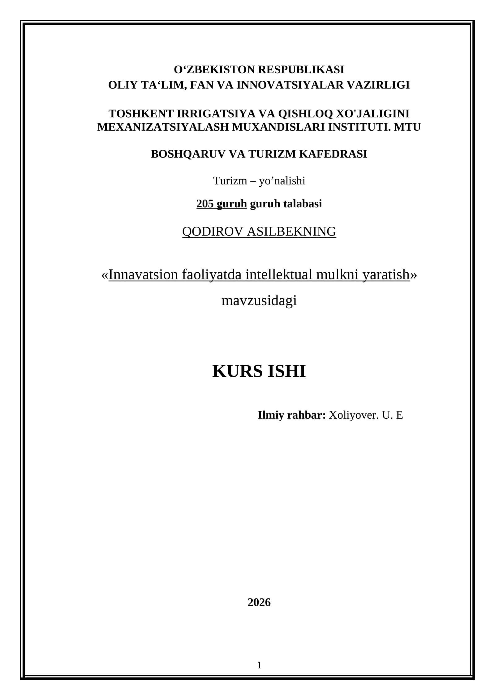 Innavatsion faoliyatda intellektual mulkni yaratish