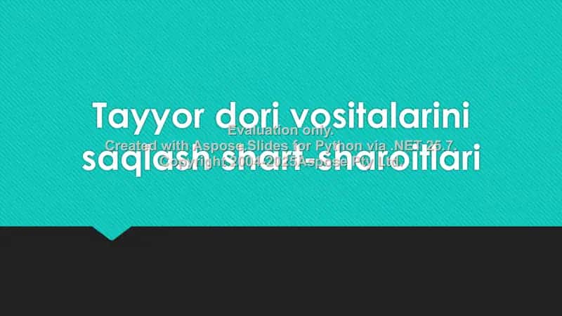 Dori Vositalarini Saqlash shart-sharoitlari