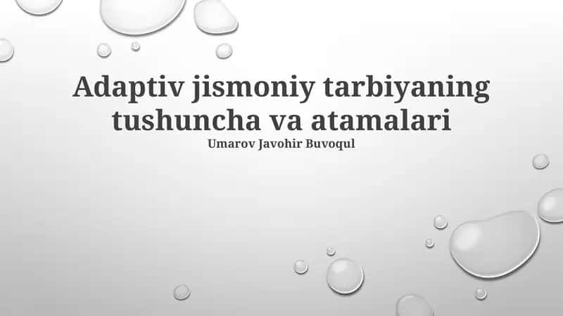 Adaptiv jismoniy tarbiyaning tushuncha va atamalari