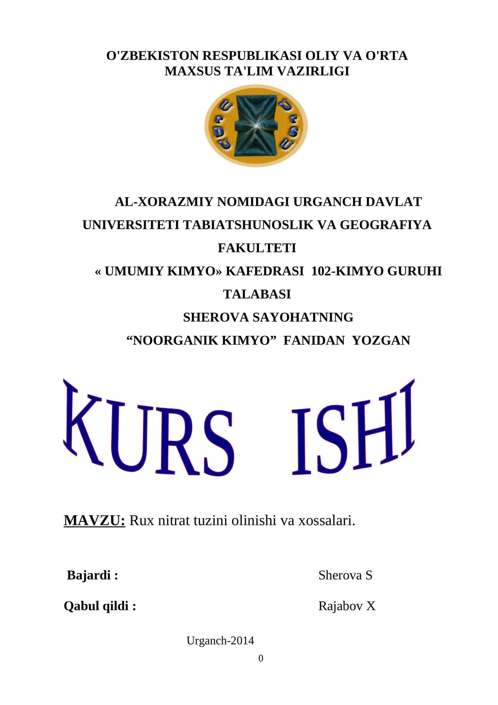 Rux nitrat tuzini olinishi va xossalari