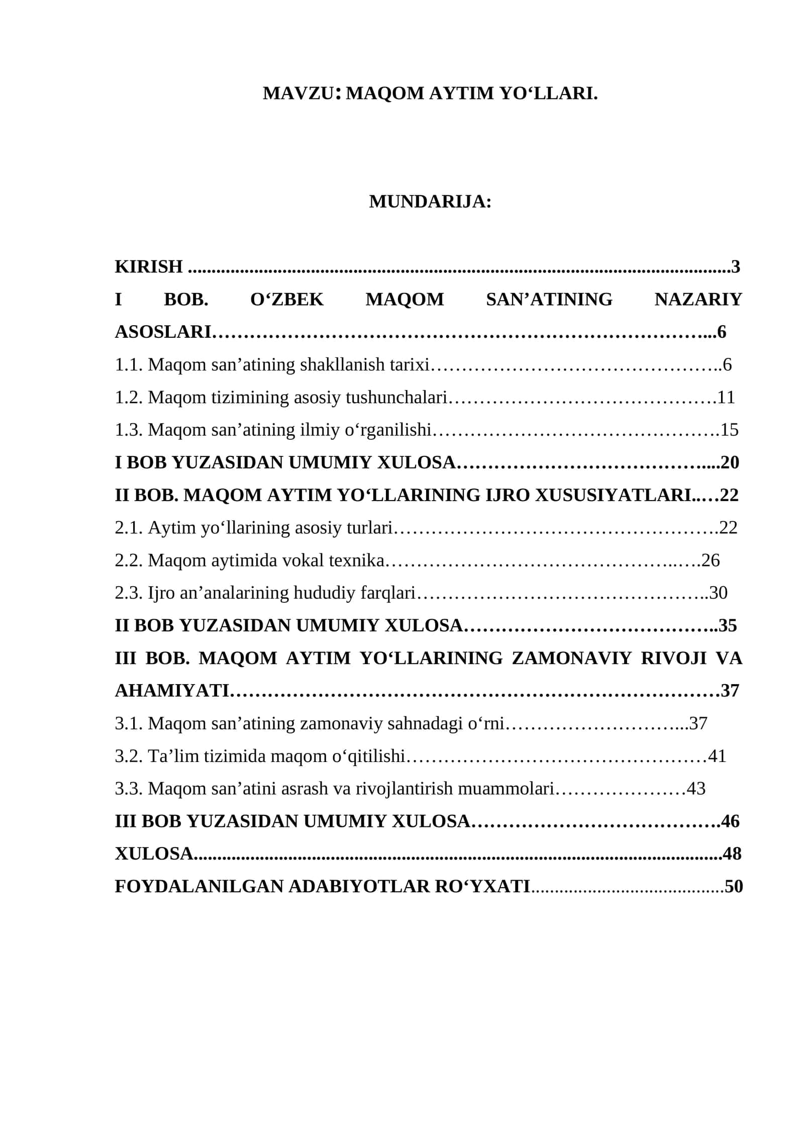 MAQOM AYTIM YO‘LLARI.