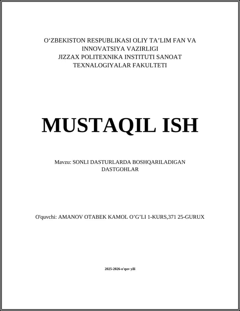 SONLI DASTURLARDA BOSHQARILADIGAN DASTGOHLAR