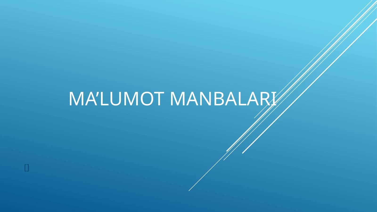 Ma’lumot manbalari