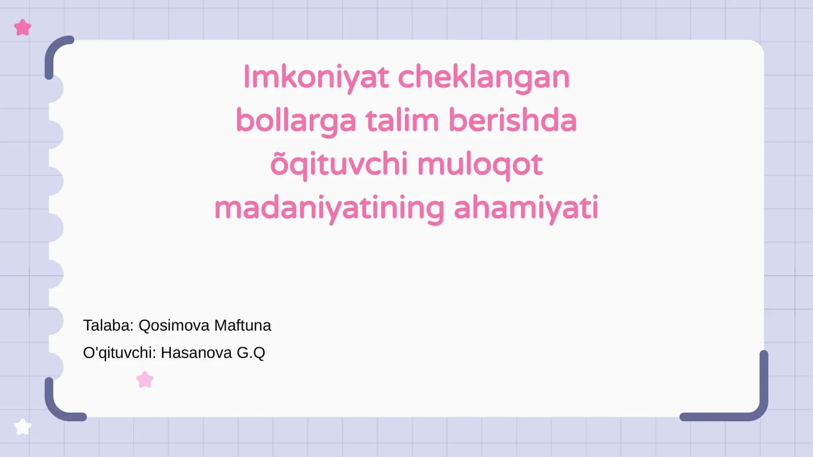 O‘qituvchi muloqoti va uni tushunish