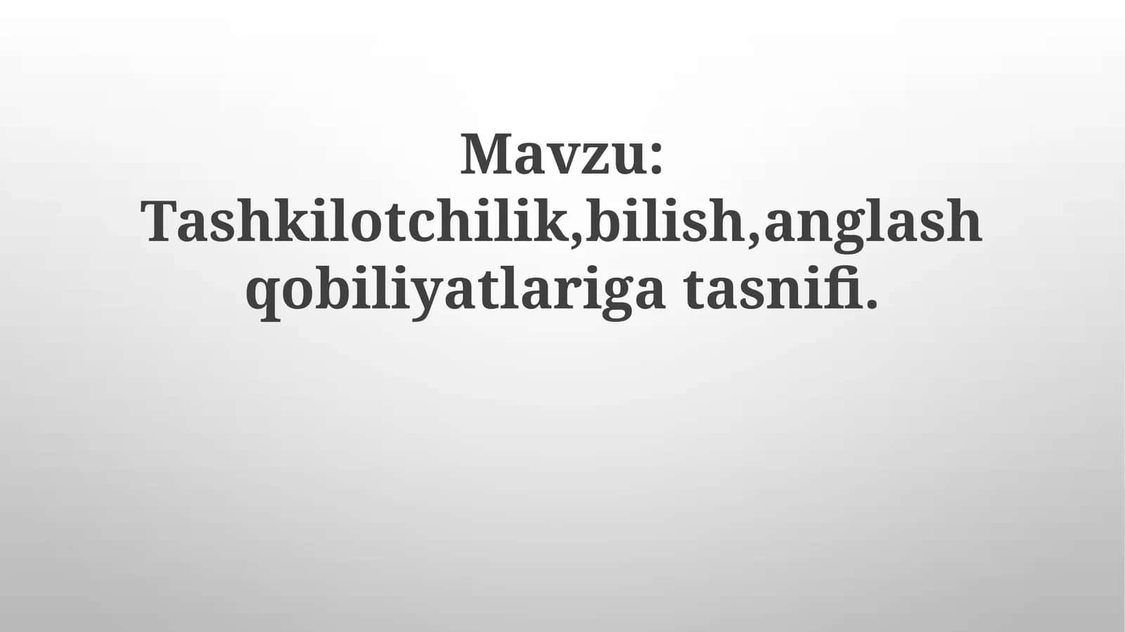 Tashkiliy Qobiliyatlar Tasnifi