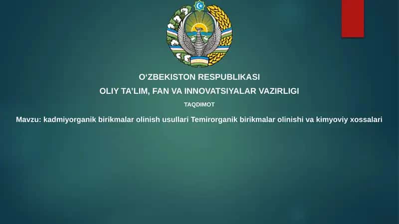 Kadmiy organik birikmalarini olish usullari